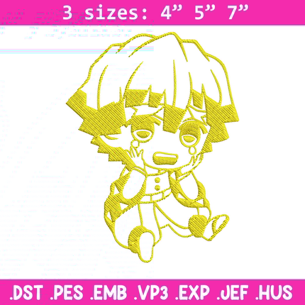Zenitsu chibi Embroidery Design, Demon slayer Embroidery, Embroidery File, Anime Embroidery, Digital download.jpg