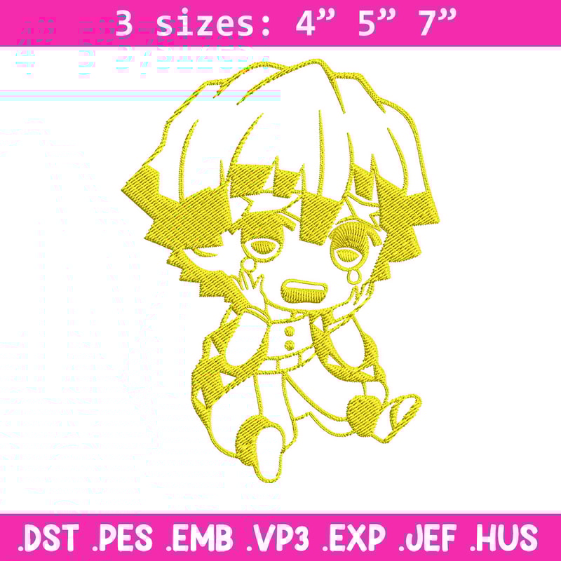Zenitsu chibi Embroidery Design, Demon slayer Embroidery, Embroidery File, Anime Embroidery, Digital download.jpg