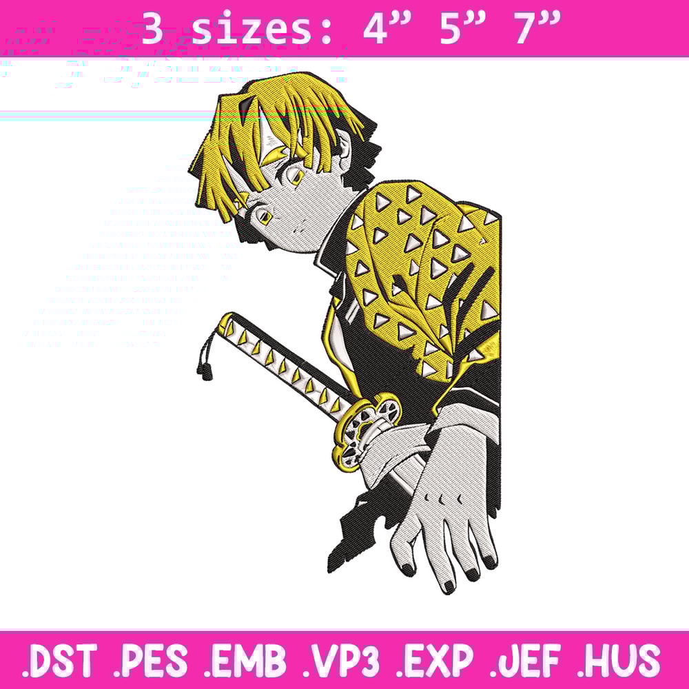 Zenitsu Embroidery Design, Demon slayer Embroidery, Embroidery File, Anime Embroidery, Anime shirt, Digital download..jpg