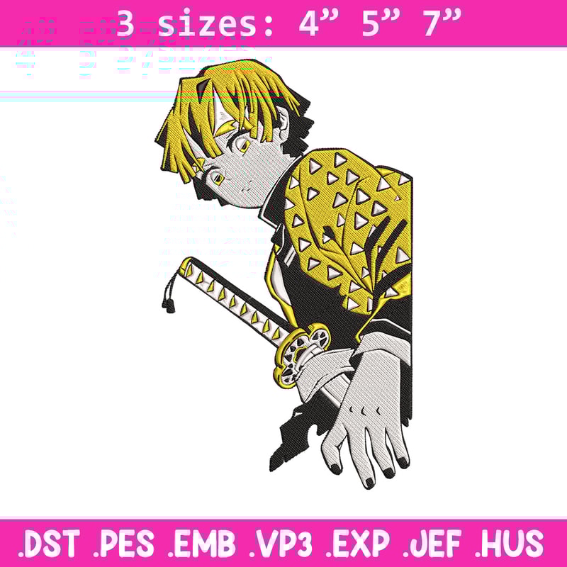 Zenitsu Embroidery Design, Demon slayer Embroidery, Embroidery File, Anime Embroidery, Anime shirt, Digital download..jpg