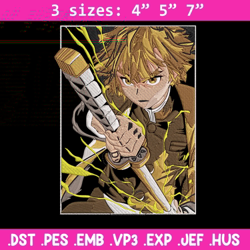 Zenitsu Poster Embroidery Design, Demon slayer Embroidery, Embroidery File, Anime Embroidery, Digital download..jpg