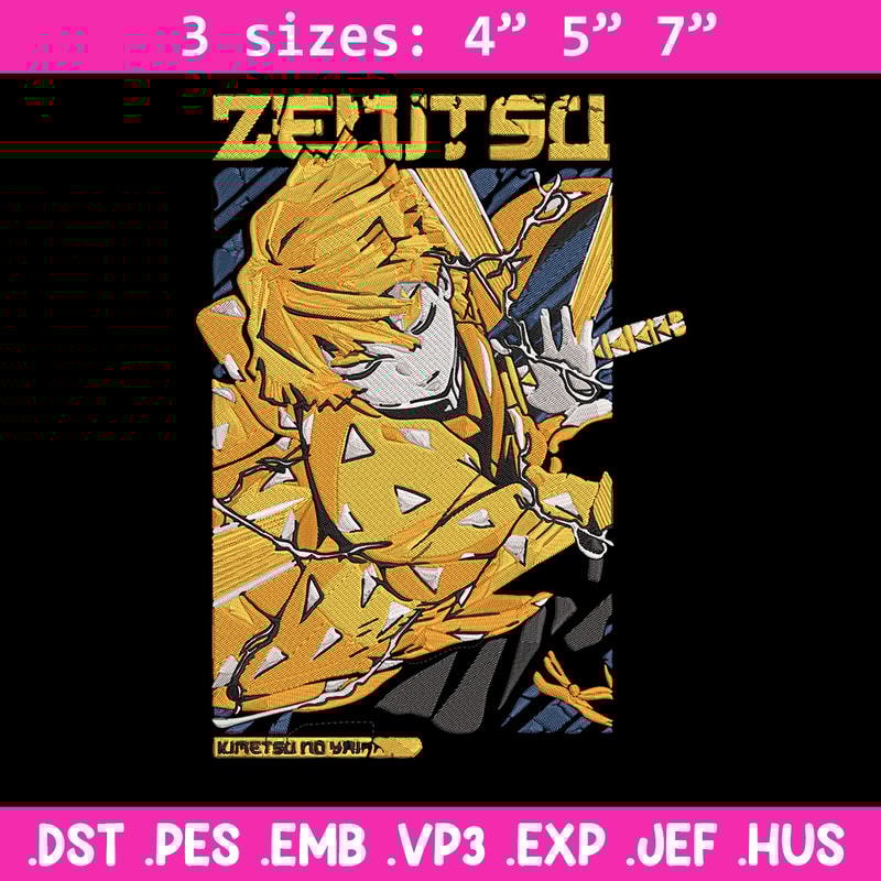 Zenitsu poster Embroidery Design, Demon slayer Embroidery, Embroidery File, Anime Embroidery, Digital download.jpg