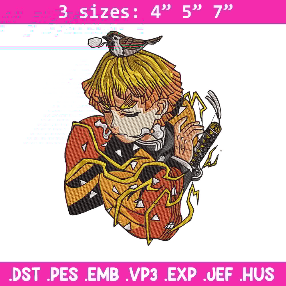 Zenitsu poster Embroidery Design, Demon slayer Embroidery,Embroidery File,Anime Embroidery,Anime shirt,Digital download..jpg