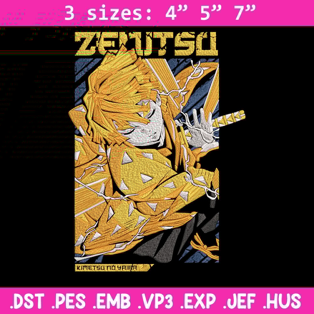 Zenitsu poster Embroidery Design, Demon slayer Embroidery,Embroidery File,Anime Embroidery,Anime shirt,Digital download.jpg
