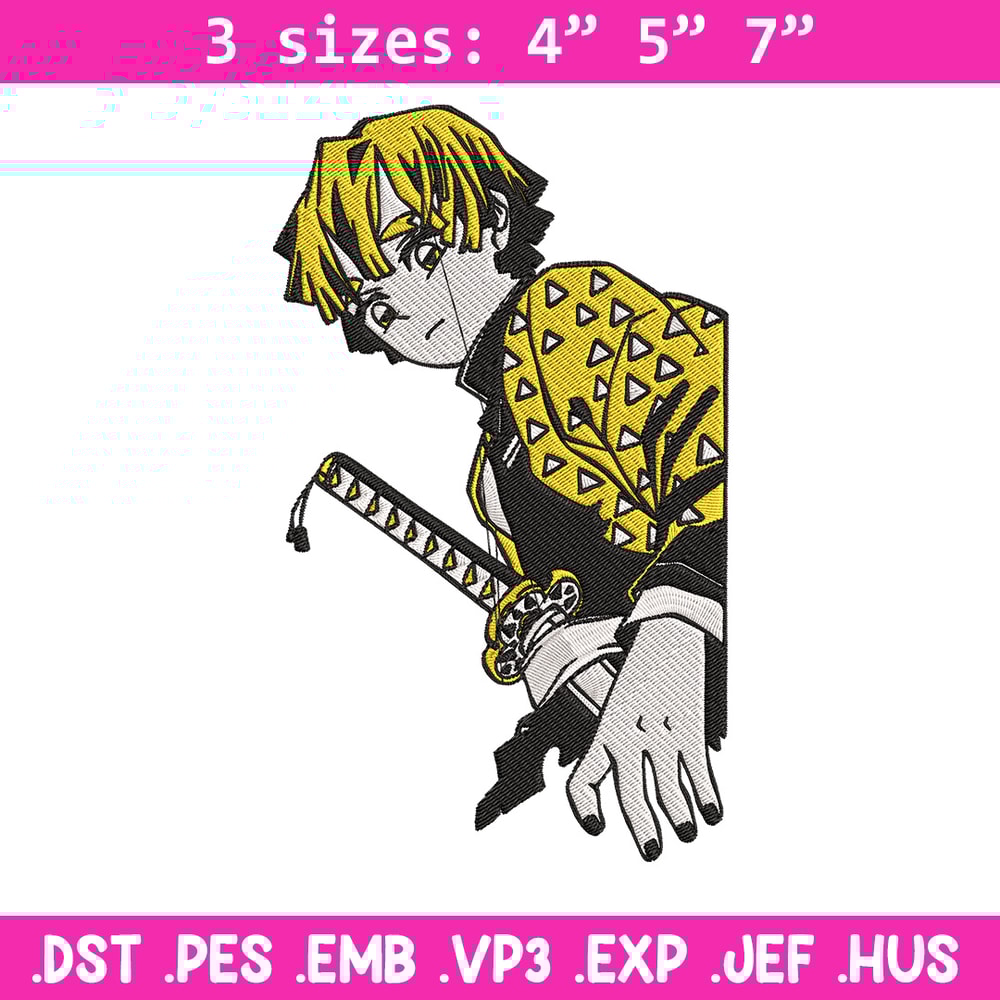 Zenitsu poster Embroidery Design,Demon slayer Embroidery, Embroidery File,Anime Embroidery,Anime shirt,Digital download.jpg