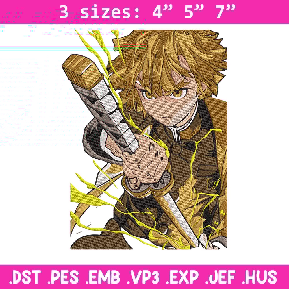 Zenitsu thunder Embroidery Design,Demon slayer Embroidery, Embroidery File,Anime Embroidery,Anime shirt,Digital download.jpg