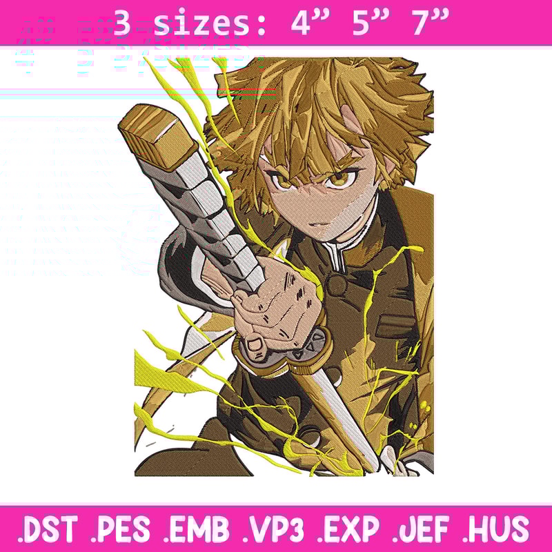Zenitsu thunder Embroidery Design,Demon slayer Embroidery, Embroidery File,Anime Embroidery,Anime shirt,Digital download.jpg