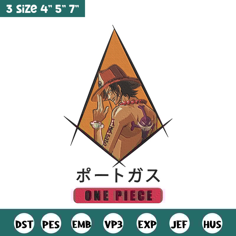 Ace poster Embroidery Design, One piece Embroidery, Embroidery File, Anime Embroidery, Anime shirt, Digital download..jpg