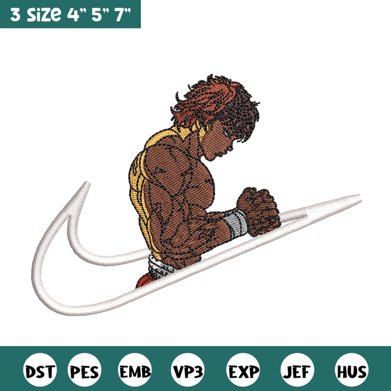 Baki Hanma embroidery design, Baki embroidery, Nike design, anime design, embroidery file, anime shirt, Digital download.jpg