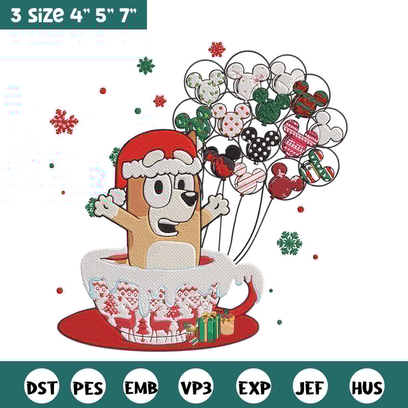 Bingo chrismas Embroidery Design, Bluey Embroidery, Embroidery File, Chrismas Embroidery, Anime shirt, Digital download.jpg