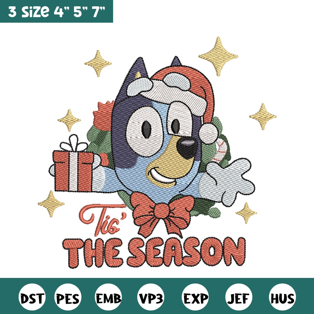 Bluey gift embroidery design, Bluey embroidery, Chrismas design, Embroidery file, Embroidery shirt, Digital download.jpg