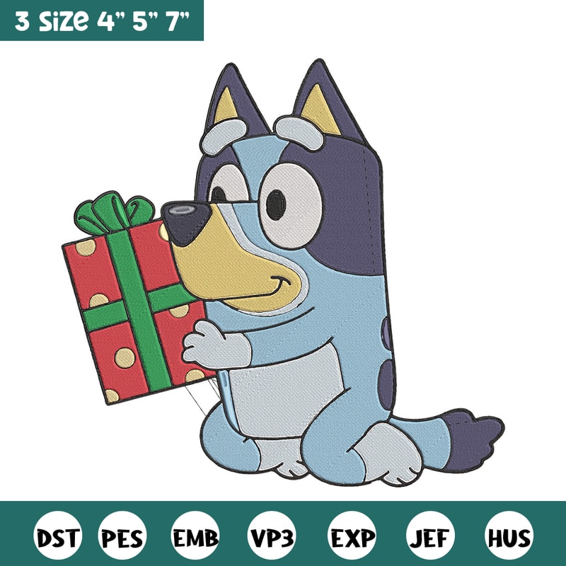 Bluey gift Embroidery Design, Bluey Embroidery, Embroidery File, Chrismas Embroidery, Anime shirt, Digital download.jpg