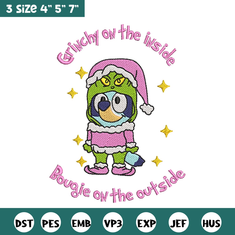 Bluey grinchy embroidery design, Bluey embroidery, Chrismas design, Embroidery file, Embroidery shirt,Digital download.jpg