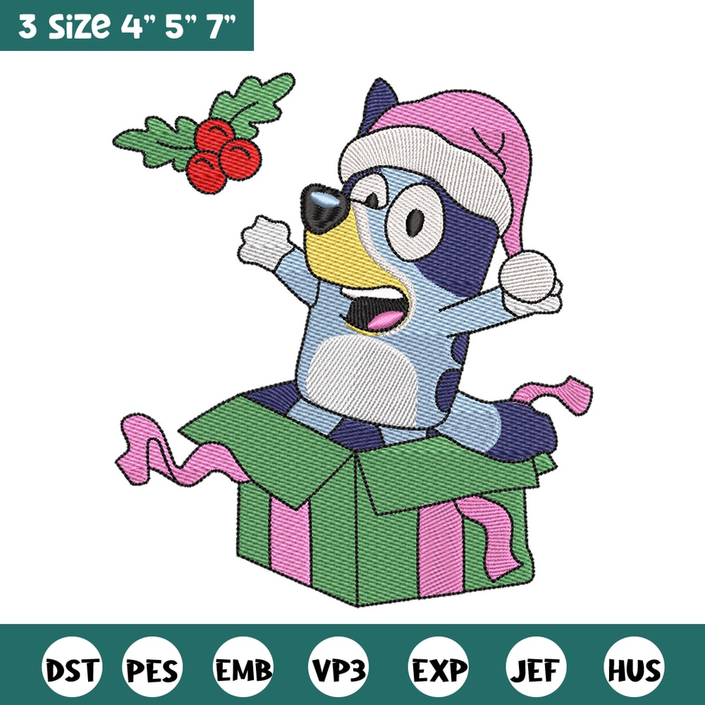 Bluey merry embroidery design, Bluey embroidery, Chrismas design, Embroidery file, Embroidery shirt, Digital download.jpg