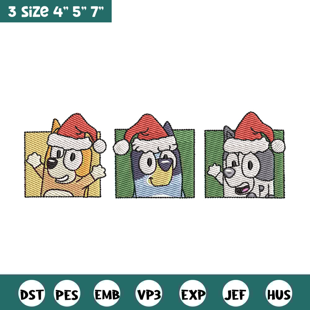 Bluey poster embroidery design, Bluey embroidery, Chrismas design, Embroidery file, Embroidery shirt,Digital download.jpg