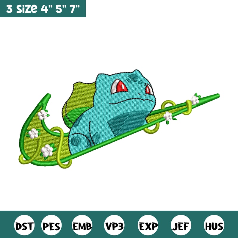 Bubasaur nike embroidery design, Pokemon embroidery, nike design, anime design, anime shirt, Digital download.jpg