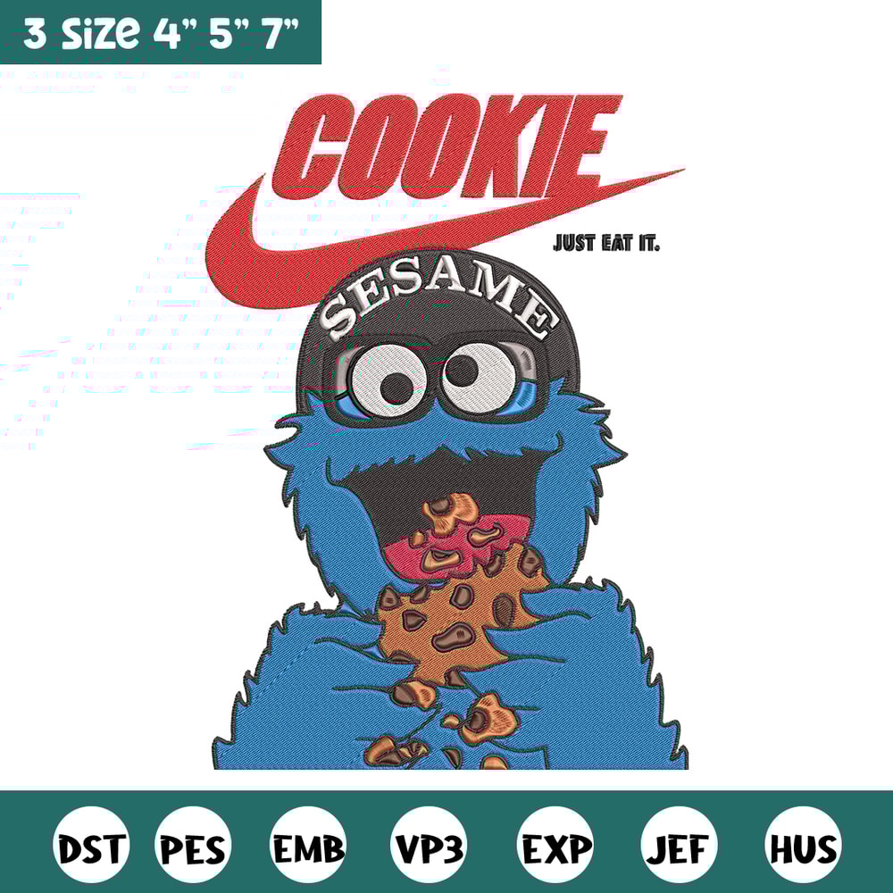 Cookie Monster x nike Embroidery Design, Cookie Monster Embroidery, Embroidery File, Nike Embroidery, Digital download.jpg