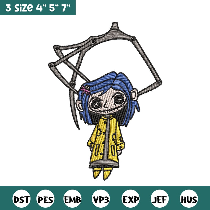 Coraline Horror Embroidery Design, Coraline Horror Embroidery, Embroidery File, Cartoon shirt, Digital download..jpg