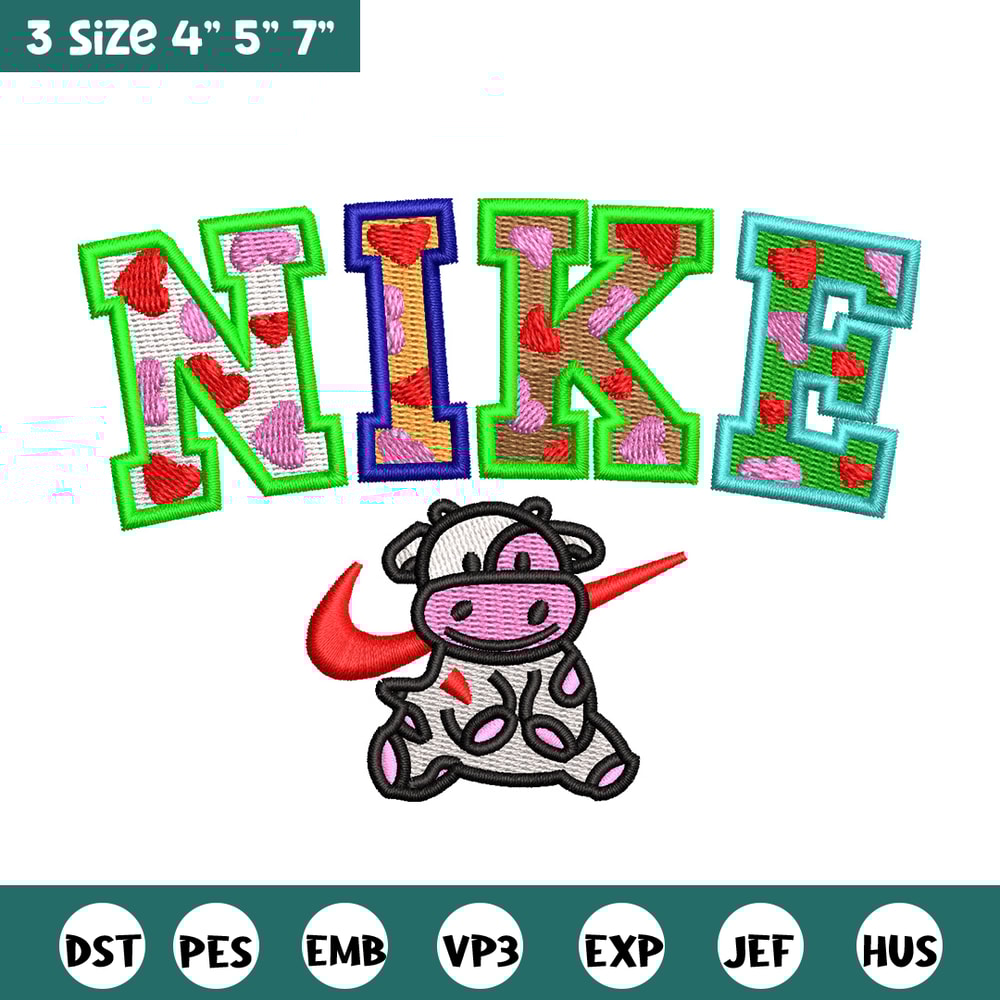 Cow color x nike embroidery design, Cow embroidery, Nike design, Embroidery shirt, Embroidery file, Digital download.jpg