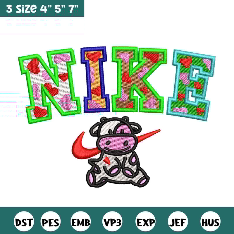 Cow color x nike embroidery design, Cow embroidery, Nike design, Embroidery shirt, Embroidery file, Digital download.jpg