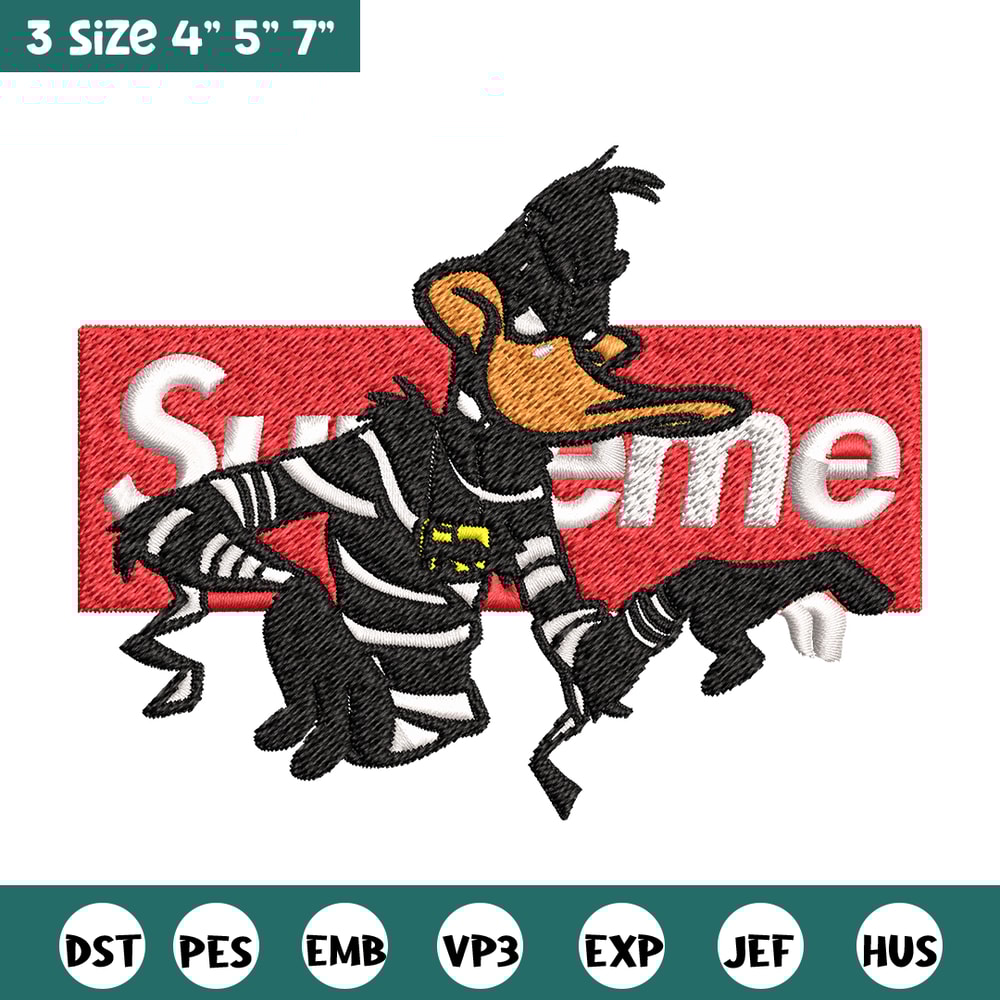Daffy Duck Supreme Embroidery design, Daffy Duck Embroidery, cartoon design, Embroidery File, Instant download..jpg