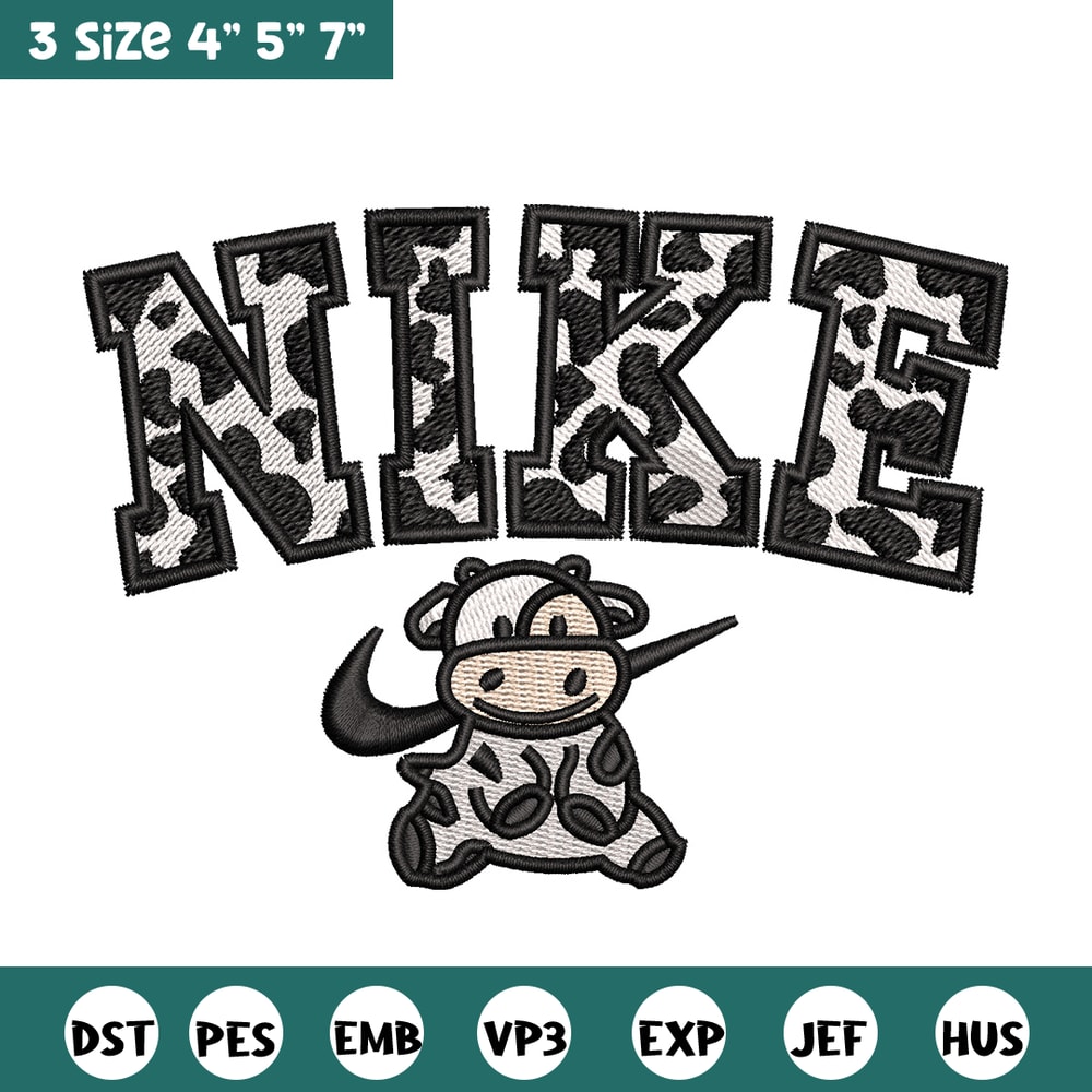 Dairy cow x nike embroidery design, Cow embroidery, Nike design, Embroidery shirt, Embroidery file, Digital download.jpg