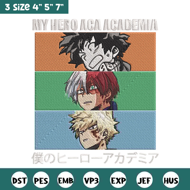 Deku friends Embroidery Design, Mha Embroidery, Embroidery File, Anime Embroidery, Anime shirt, Digital download.jpg