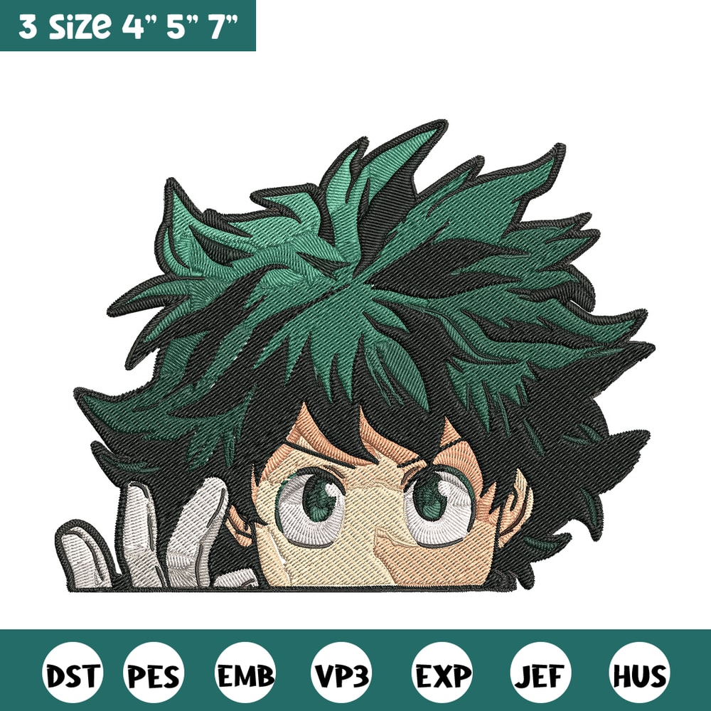Deku Peek Embroidery Design, Mha Embroidery, Embroidery File, Anime Embroidery, Anime shirt, Digital download.jpg