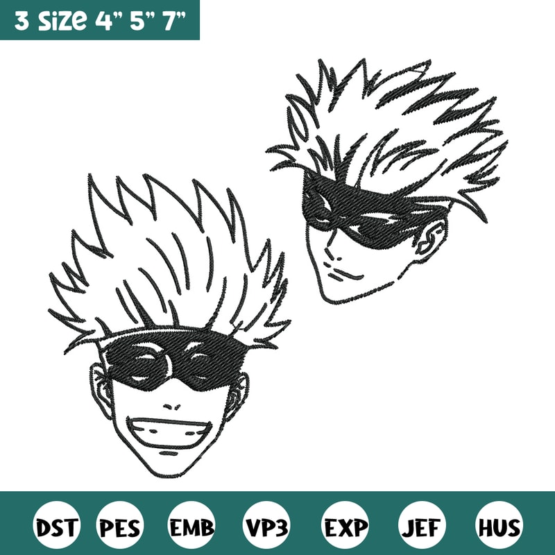 Gojo face Embroidery Design, Jujutsu Embroidery, Embroidery File, Anime Embroidery, Anime shirt, Digital download.jpg