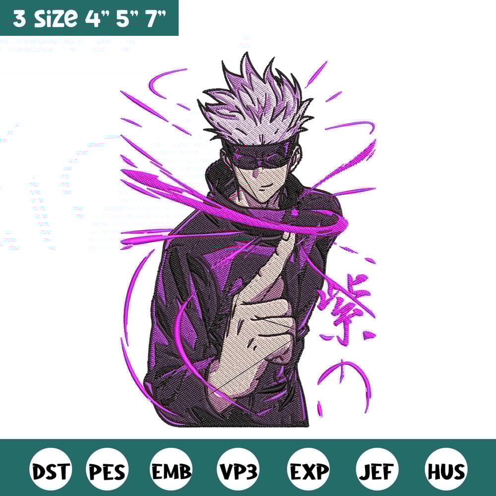 Gojo poster Embroidery Design, Jujutsu Embroidery, Embroidery File, Anime Embroidery, Anime shirt, Digital download..jpg