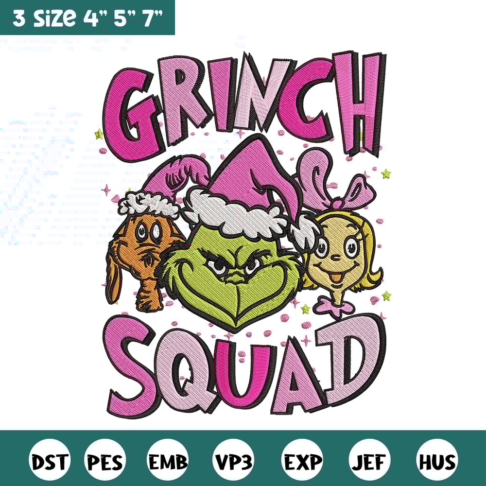 Grinch squad Embroidery Design, Grinch Embroidery, Embroidery File, Chrismas Embroidery, Anime shirt, Digital download.jpg