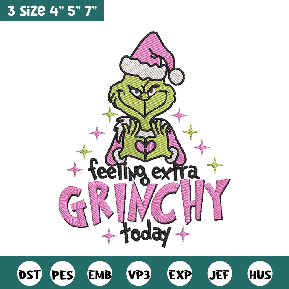 Grinch today embroidery design, Grinch embroidery, Chrismas design,Embroidery shirt, Embroidery file, Digital download.jpg