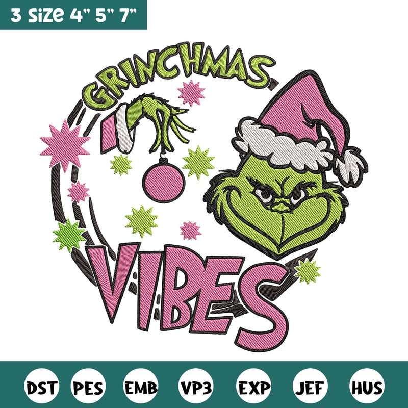 Grinchmas vibes Embroidery Design, Grinch Embroidery, Embroidery File,Chrismas Embroidery, Anime shirt, Digital download.jpg