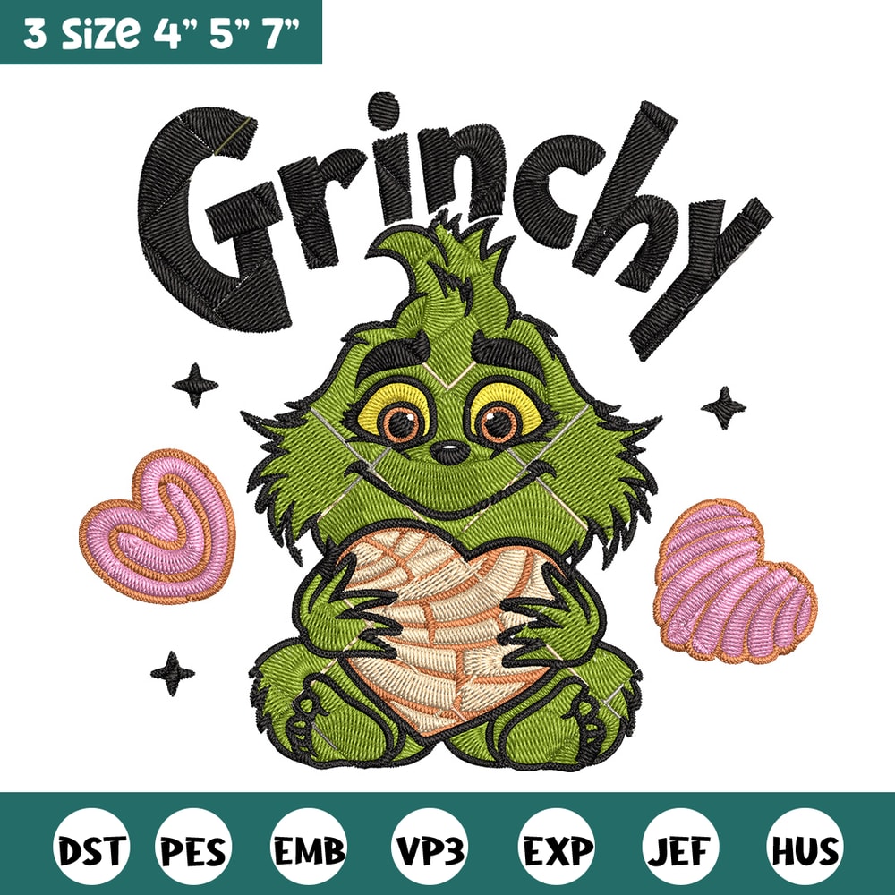 Grinchy cute Embroidery Design, Grinch Embroidery, Embroidery File, Chrismas Embroidery, Anime shirt,Digital download.jpg