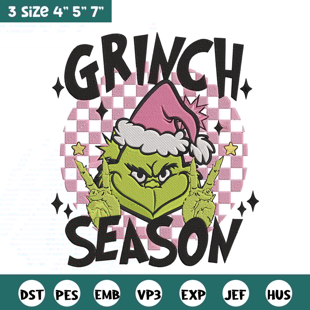 Grinchy season Embroidery Design, Grinch Embroidery, Embroidery File,Chrismas Embroidery, Anime shirt, Digital download.jpg