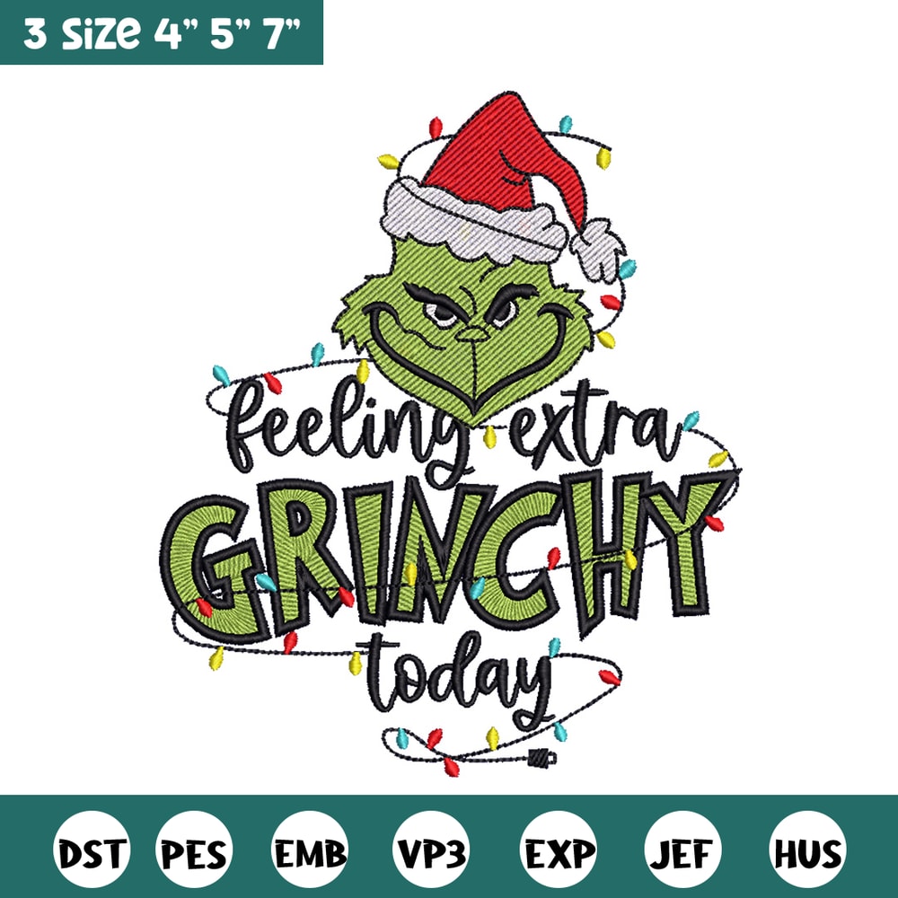 Grinchy today embroidery design,Grinch embroidery, Chrismas design, Embroidery shirt, Embroidery file, Digital download.jpg