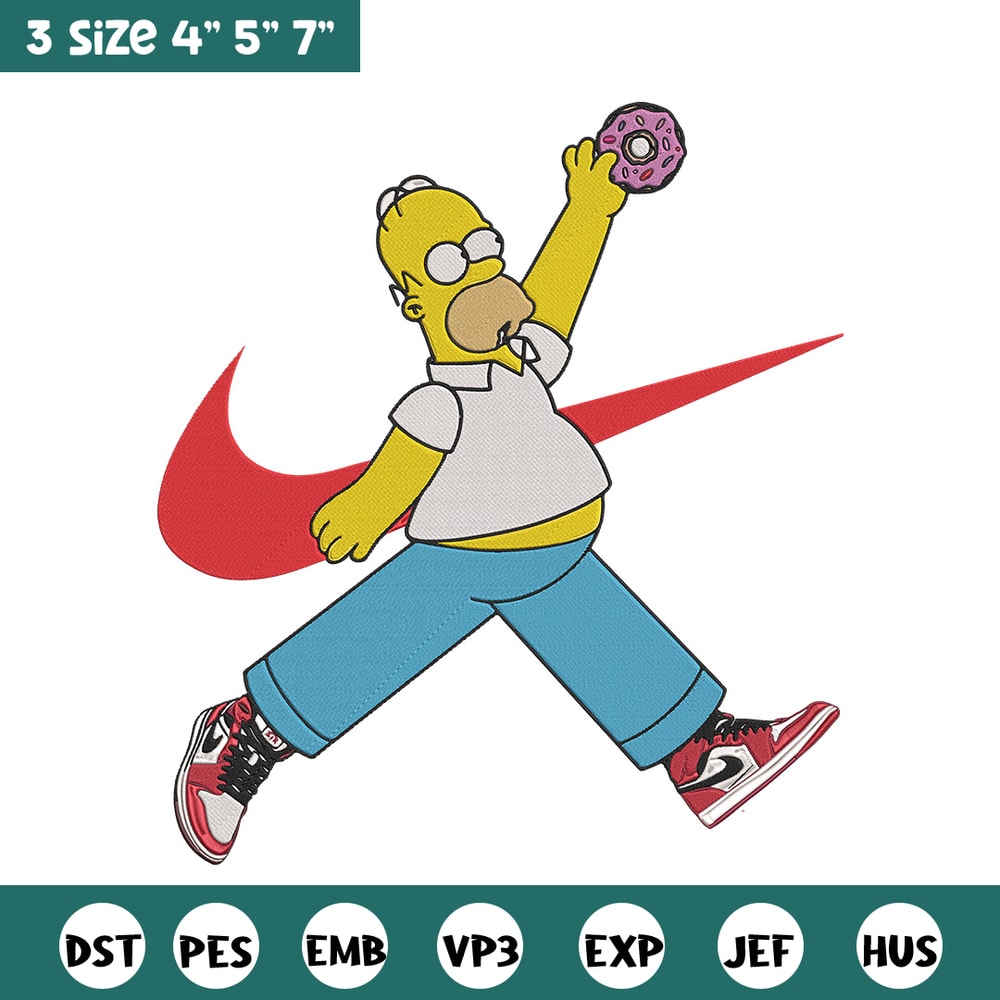 Homer Simpson Embroidery Design, Simpson Embroidery, Embroidery File, Anime Embroidery, Nike shirt, Digital download.jpg