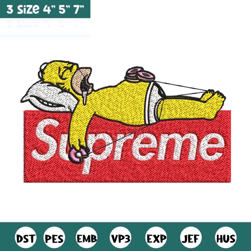 Homer Simpson supreme Embroidery design, Simpson Embroidery, cartoon design, Embroidery File, Instant download..jpg