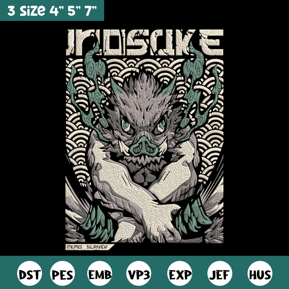 Inosuka poster Embroidery Design, Demon slayer Embroidery,Embroidery File,Anime Embroidery,Anime shirt,Digital download.jpg