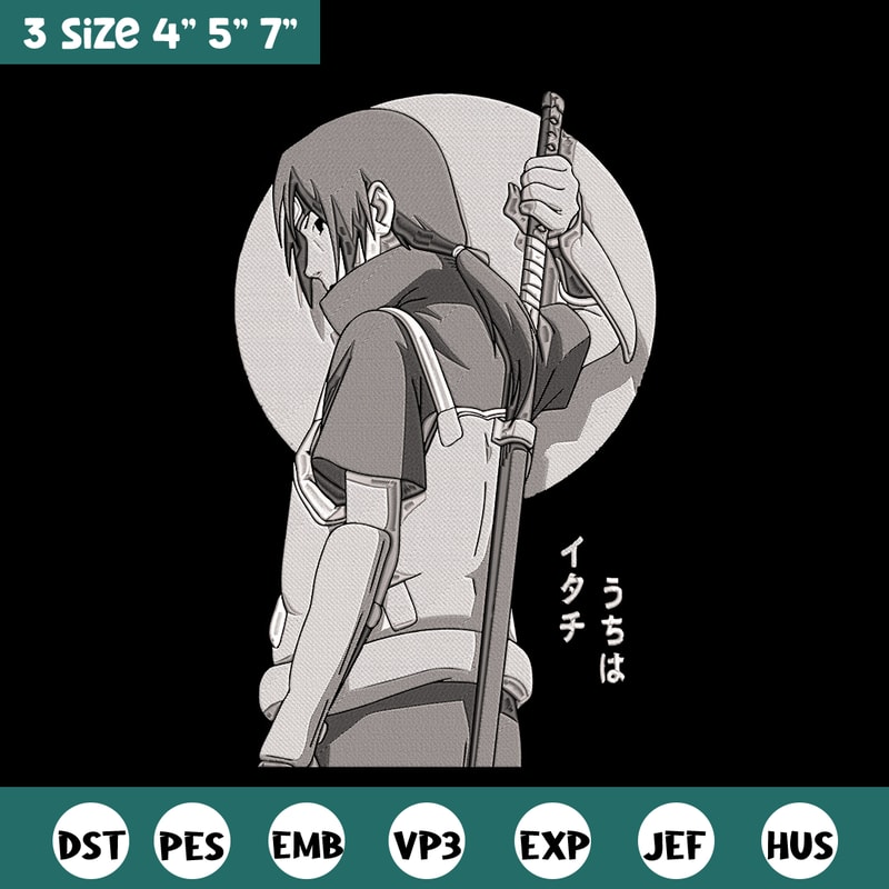 Itachi ninja Embroidery Design, Naruto Embroidery, Embroidery File, Anime Embroidery, Anime shirt, Digital download.jpg