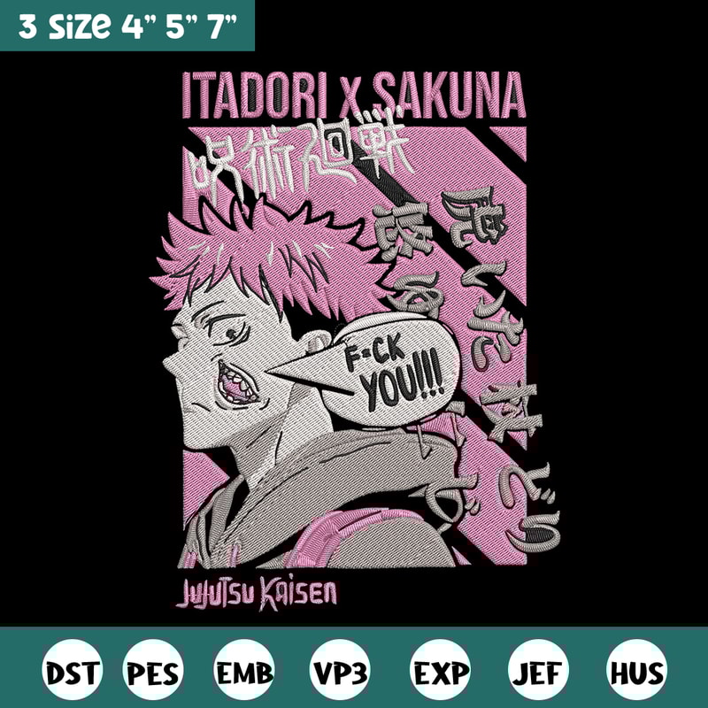 Itadori x sukuna Embroidery Design, Jujutsu Embroidery, Embroidery File, Anime Embroidery,Anime shirt, Digital download.jpg