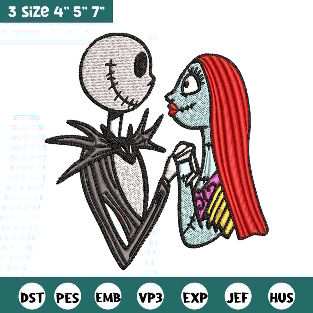 Jack and Sally love Embroidery design, Horror Embroidery, horror design, Embroidery File, logo shirt, Digital download..jpg