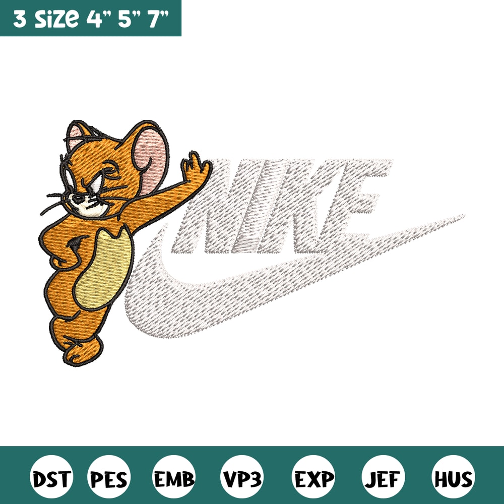 Jerry cartoon Nike Embroidery design, jerry cartoon Embroidery, Nike design, Embroidery file, Instant download..jpg