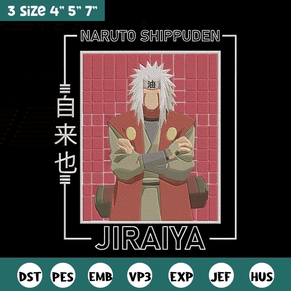 Jiraiya Embroidery Design, Naruto Embroidery, Embroidery File, Anime Embroidery, Anime shirt, Digital download.jpg