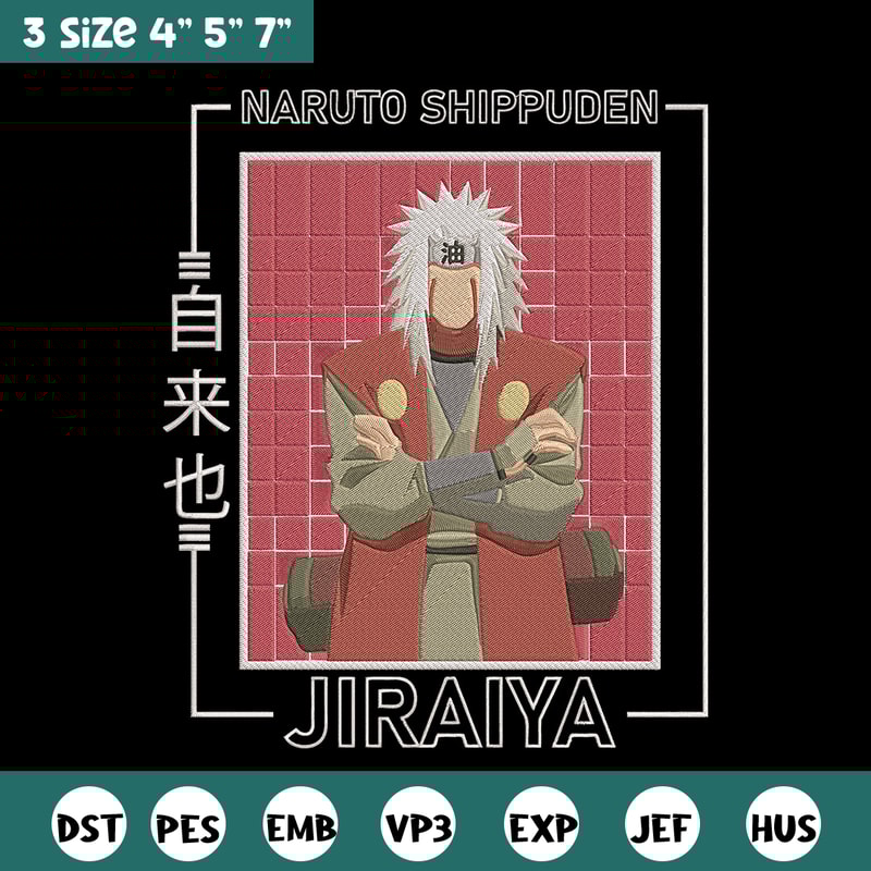 Jiraiya Embroidery Design, Naruto Embroidery, Embroidery File, Anime Embroidery, Anime shirt, Digital download.jpg