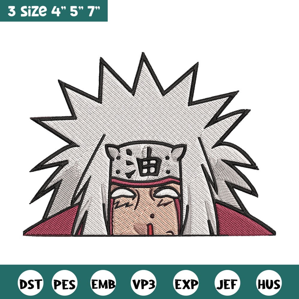 Jiraiya Peeker Embroidery Design, Naruto Embroidery, Embroidery File, Anime Embroidery, Anime shirt, Digital download.jpg