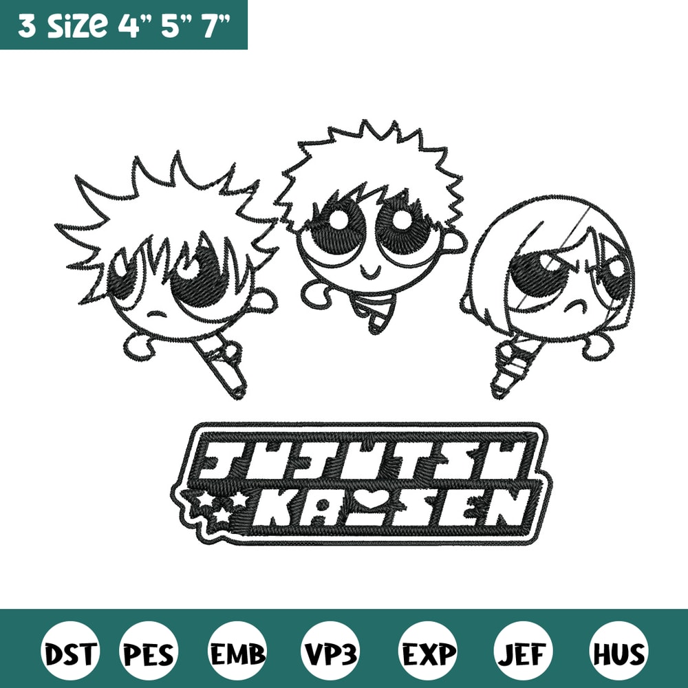 Jujutsu chibi Embroidery Design, Jujutsu Embroidery, Embroidery File, Nike Embroidery, Anime shirt, Digital download.jpg