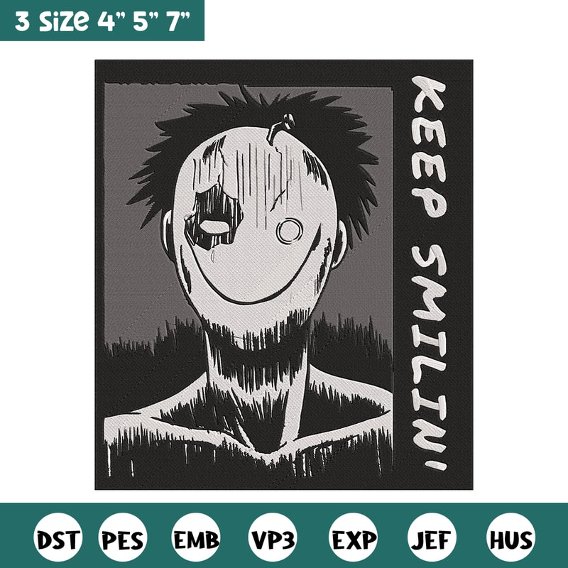Just Smile Embroidery Design, Horror Embroidery, Embroidery File, Anime Embroidery,Anime shirt, Digital download.jpg