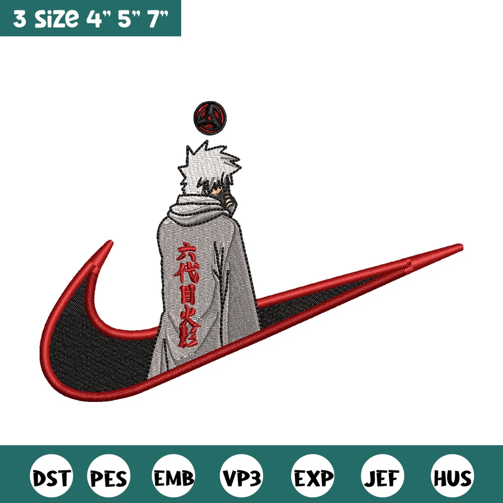 Kakashi Hatake 6 Nike embroidery design, Naruto embroidery, nike design, anime design, anime shirt, Digital download.jpg