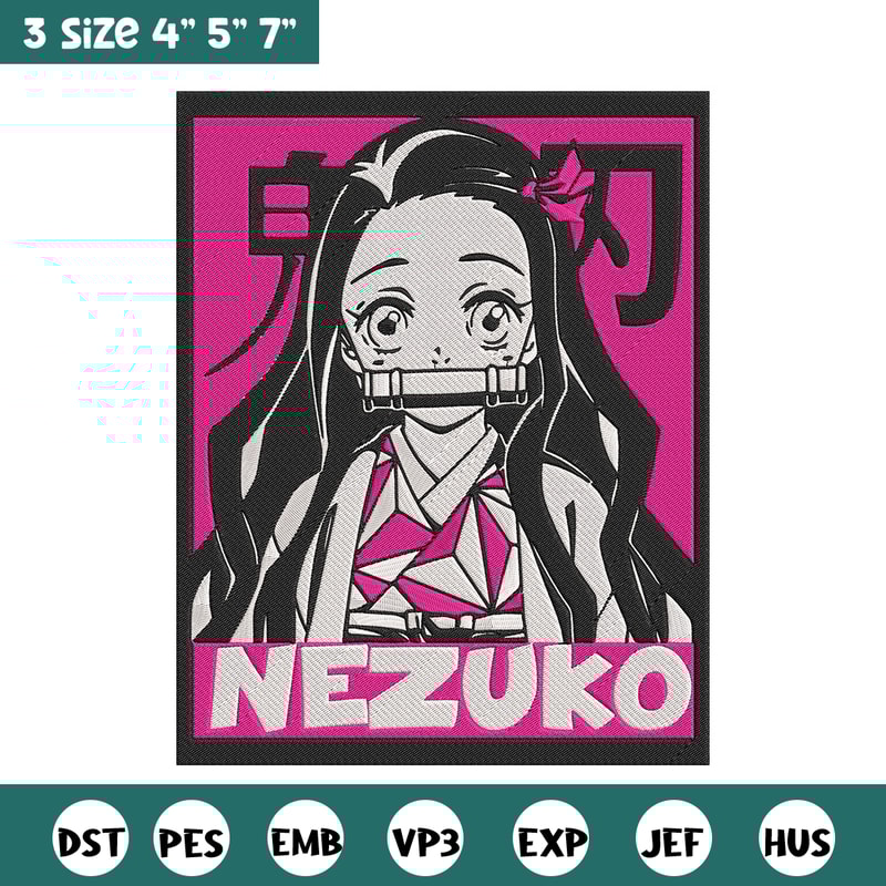 Kamado nezuko poster Embroidery Design, Demon slayer Embroidery, Embroidery File, Anime Embroidery, Digital download..jpg